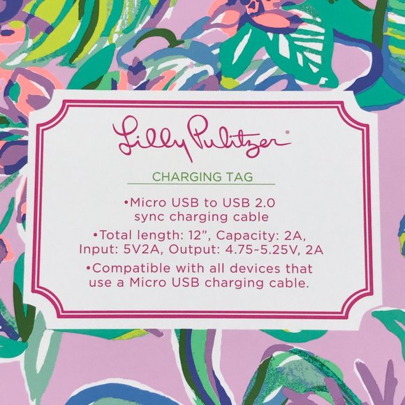 Lilly Pulitzer Charging Tag Keychain Micro USB-USB 2.0 Mermaid in the Shade - Picture 5 of 6